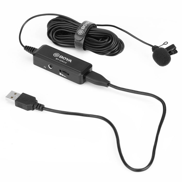 BOYA BY-DM10 USB / 8 Pin Plug Broadcast Lavalier Microphone with Windscreen, Cable Length: 6m(Black) - Camera Microphone by BOYA | Online Shopping UK | buy2fix