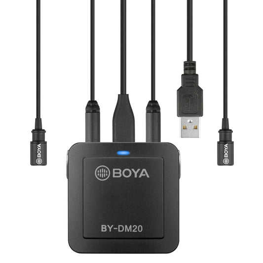 BOYA BY-DM20 Dual-Channel Recording Lavalier Microphone for iPhone / Android(Type-C) / Laptop(Black) - Camera Microphone by BOYA | Online Shopping UK | buy2fix
