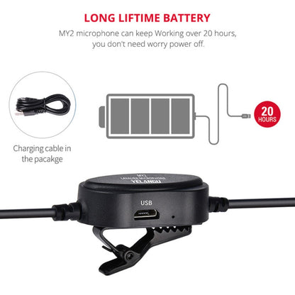YELANGU YLG9926B MY2 Mini Lavalier Microphone for Mobile Phones / Tablets /  Digital Cameras (Black) - Camera Microphone by YELANGU | Online Shopping UK | buy2fix