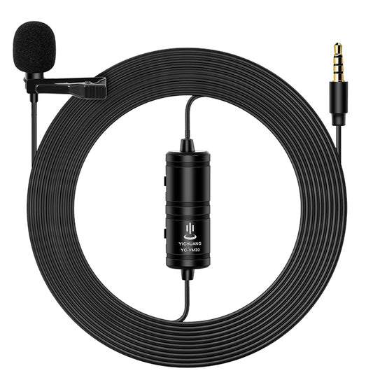 YICHUANG YC-VM20 3.5mm Port Video Recording Omnidirectional Lavalier Microphone, Cable Length: 6m - Microphone by YICHUANG | Online Shopping UK | buy2fix