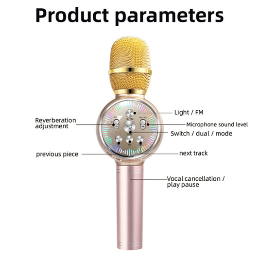 K2 Bluetooth 5.0 Karaoke Live Colorful Lights Wireless Bluetooth Microphone (Rose Gold) - Microphone by buy2fix | Online Shopping UK | buy2fix