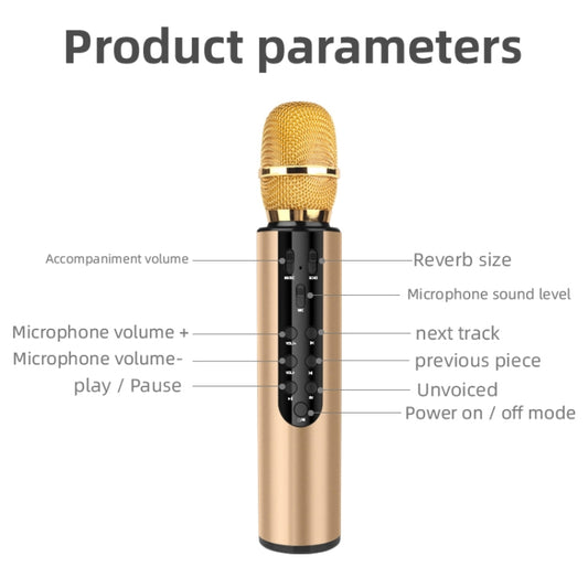 K3 Bluetooth 5.0 Karaoke Live Stereo Sound Wireless Bluetooth Condenser Microphone (Gold) - Microphone by buy2fix | Online Shopping UK | buy2fix
