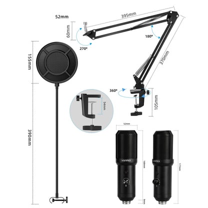 Yanmai Q10B USB Recording Microphone Kit - Microphone by Yanmai | Online Shopping UK | buy2fix