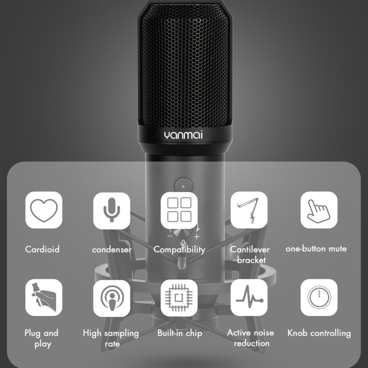 Yanmai Q10B USB Recording Microphone Kit - Microphone by Yanmai | Online Shopping UK | buy2fix