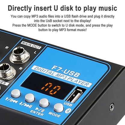 F7 Home 7-channel Bluetooth USB Reverb Mixer, EU Plug(Black) - Live Sound Effects Processors by buy2fix | Online Shopping UK | buy2fix