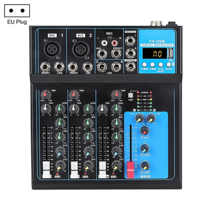 F4 Home 4-channel Bluetooth USB Reverb Mixer, EU Plug (Black) - Live Sound Effects Processors by buy2fix | Online Shopping UK | buy2fix