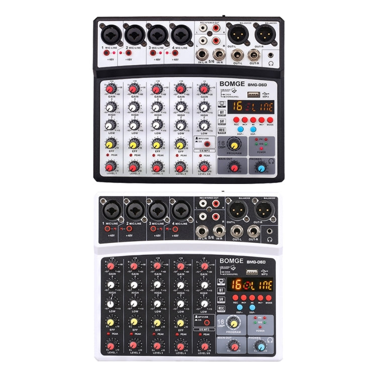 BMG-06D 6-channel Live Mixer Mobile Phone Bluetooth Sound Card Digital 16DSP Reverb Effect, EU Plug(White) - Live Sound Effects Processors by buy2fix | Online Shopping UK | buy2fix