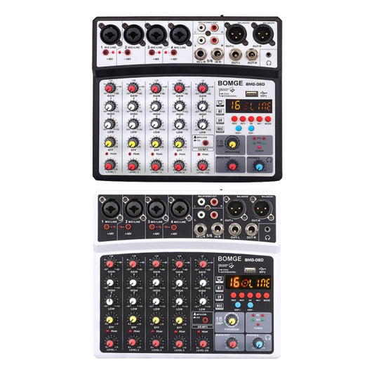 BMG-06D 6-channel Live Mixer Mobile Phone Bluetooth Sound Card Digital 16DSP Reverb Effect, EU Plug(White) - Live Sound Effects Processors by buy2fix | Online Shopping UK | buy2fix