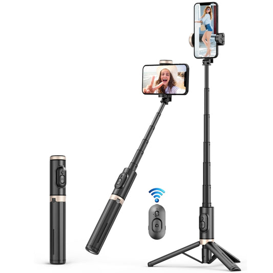 Q12 Hidden Design Reinforced Bluetooth Remote Control Tripod Selfie Stick (Black) - Selfie Light by buy2fix | Online Shopping UK | buy2fix