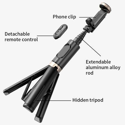 Q12 Hidden Design Reinforced Bluetooth Remote Control Tripod Selfie Stick (White) - Selfie Light by buy2fix | Online Shopping UK | buy2fix