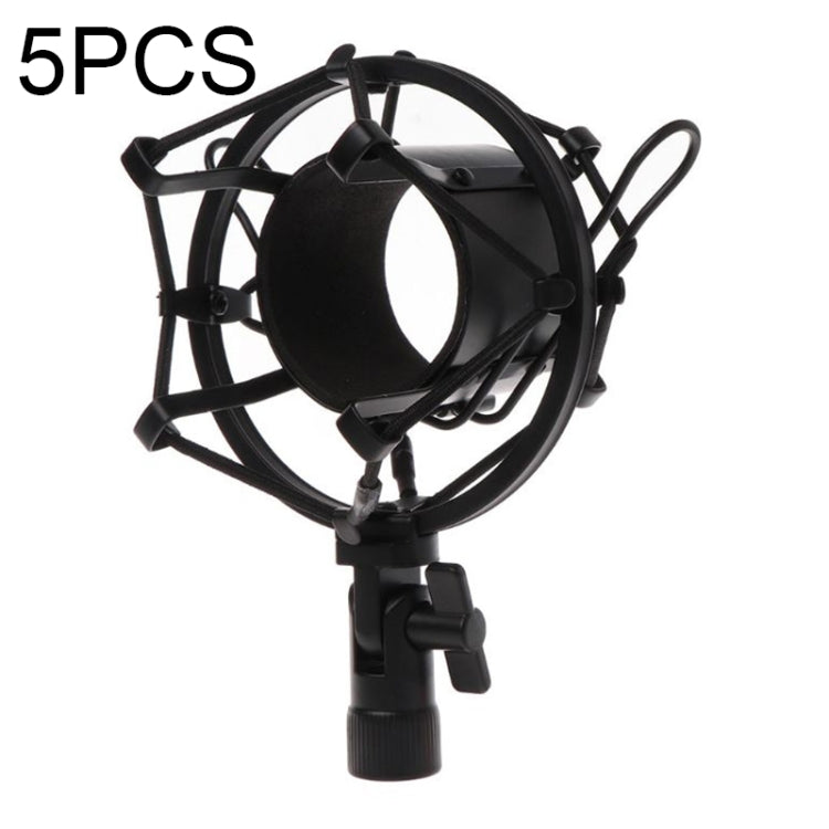5 PCS Condenser Microphone 46mm Plastic Shockproof Mount Holder (Black) - Stand by buy2fix | Online Shopping UK | buy2fix