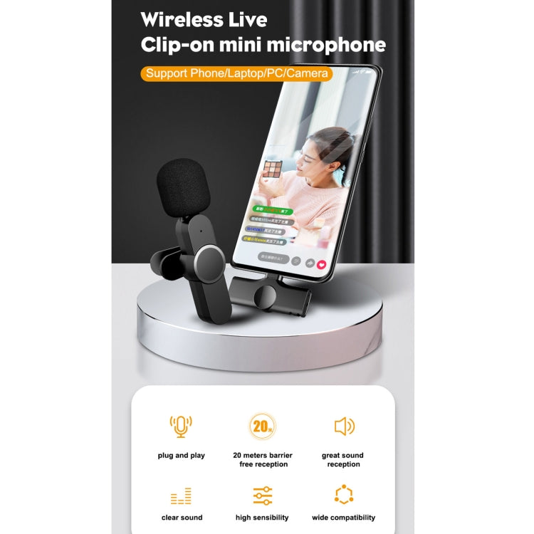 Type-C / USB-C Interface Live Broadcast Wireless Lavalier Microphone - Microphone by buy2fix | Online Shopping UK | buy2fix
