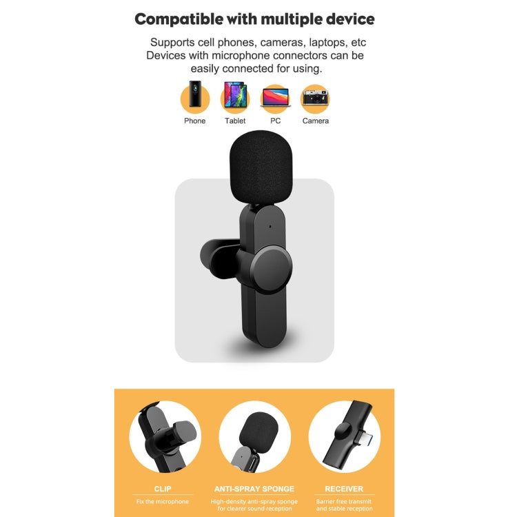 Type-C / USB-C Interface Live Broadcast Wireless Lavalier Microphone - Microphone by buy2fix | Online Shopping UK | buy2fix
