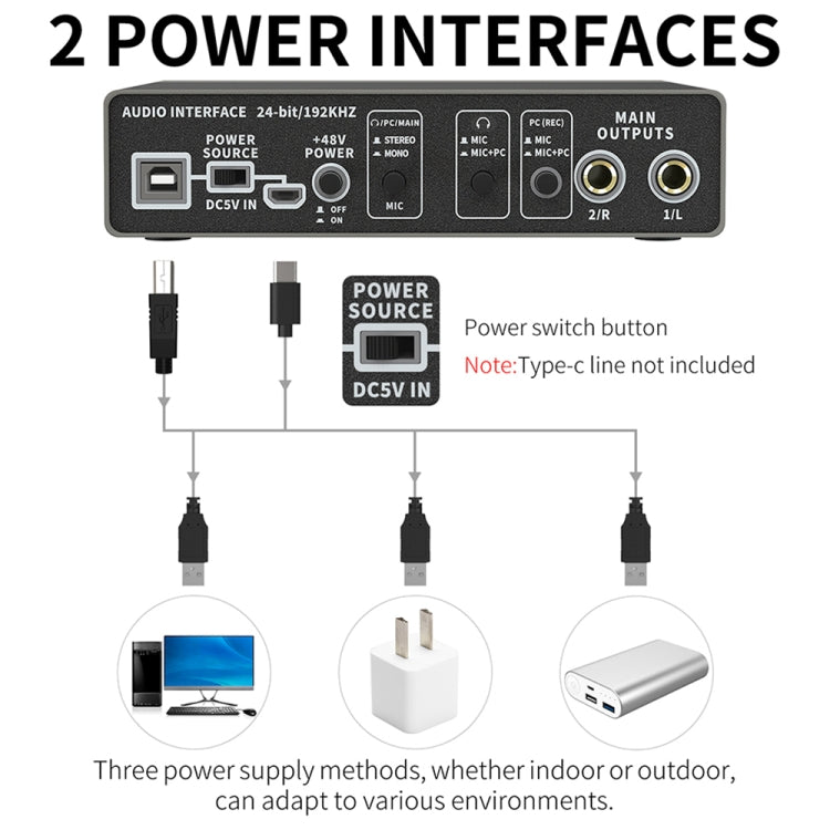 XTUGA E22 Audio Interface Professional Sound Card - Live Sound Effects Processors by XTUGA | Online Shopping UK | buy2fix