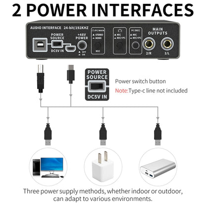XTUGA E22 Audio Interface Professional Sound Card - Live Sound Effects Processors by XTUGA | Online Shopping UK | buy2fix