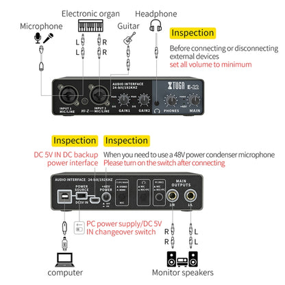 XTUGA E22 Audio Interface Professional Sound Card - Live Sound Effects Processors by XTUGA | Online Shopping UK | buy2fix