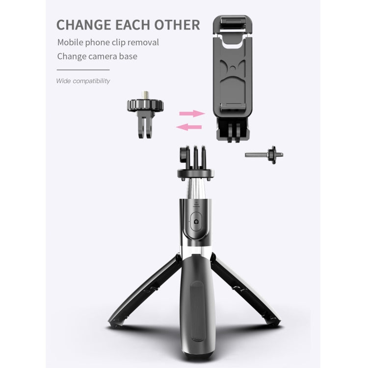 L02 100cm Multi-function Adjustable Bluetooth Self-timer Pole Tripod Selfie Stick (Black) - Selfie Sticks by buy2fix | Online Shopping UK | buy2fix
