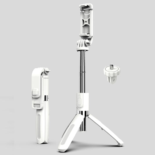 L02 100cm Multi-function Adjustable Bluetooth Self-timer Pole Tripod Selfie Stick (White) - Selfie Sticks by buy2fix | Online Shopping UK | buy2fix