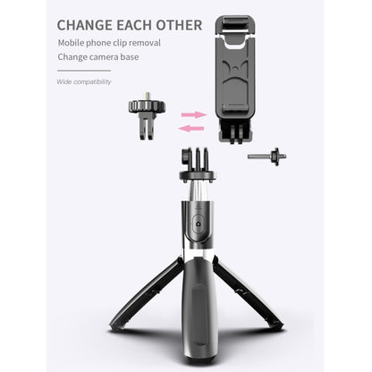 L02 100cm Multi-function Adjustable Bluetooth Self-timer Pole Tripod Selfie Stick (White) - Selfie Sticks by buy2fix | Online Shopping UK | buy2fix