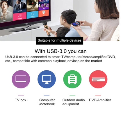 J.I.Y 2 in 1 K Song Wireless Microphones for TV PC with Audio Card USB Receiver and LED Display (Gold) - Microphone by buy2fix | Online Shopping UK | buy2fix