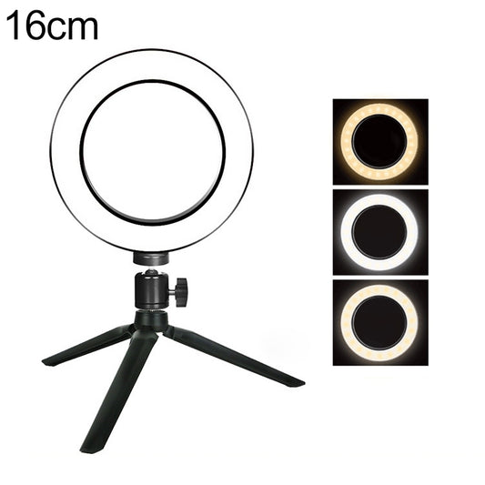 Live Broadcast Self-timer Dimming Ring LED Beauty Selfie Light with Small Table Tripod, Selfie Light Diameter: 16cm - Ring Light by buy2fix | Online Shopping UK | buy2fix
