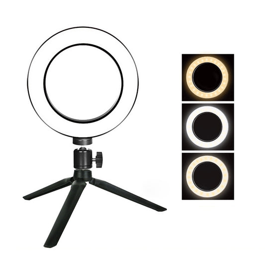 Live Broadcast Self-timer Dimming Ring LED Beauty Selfie Light with Small Table Tripod, Selfie Light Diameter: 16cm - Ring Light by buy2fix | Online Shopping UK | buy2fix
