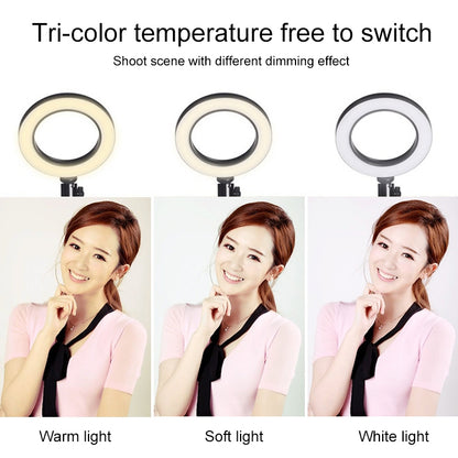 Live Broadcast Self-timer Dimming Ring LED Beauty Selfie Light with Small Table Tripod, Selfie Light Diameter: 16cm - Ring Light by buy2fix | Online Shopping UK | buy2fix