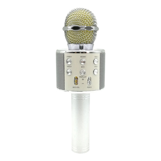 WS-858 Metal High Sound Quality Handheld KTV Karaoke Recording Bluetooth Wireless Microphone, for Notebook, PC, Speaker, Headphone, iPad, iPhone, Galaxy, Huawei, Xiaomi, LG, HTC and Other Smart Phones(Silver) - Microphone by buy2fix | Online Shopping UK | buy2fix