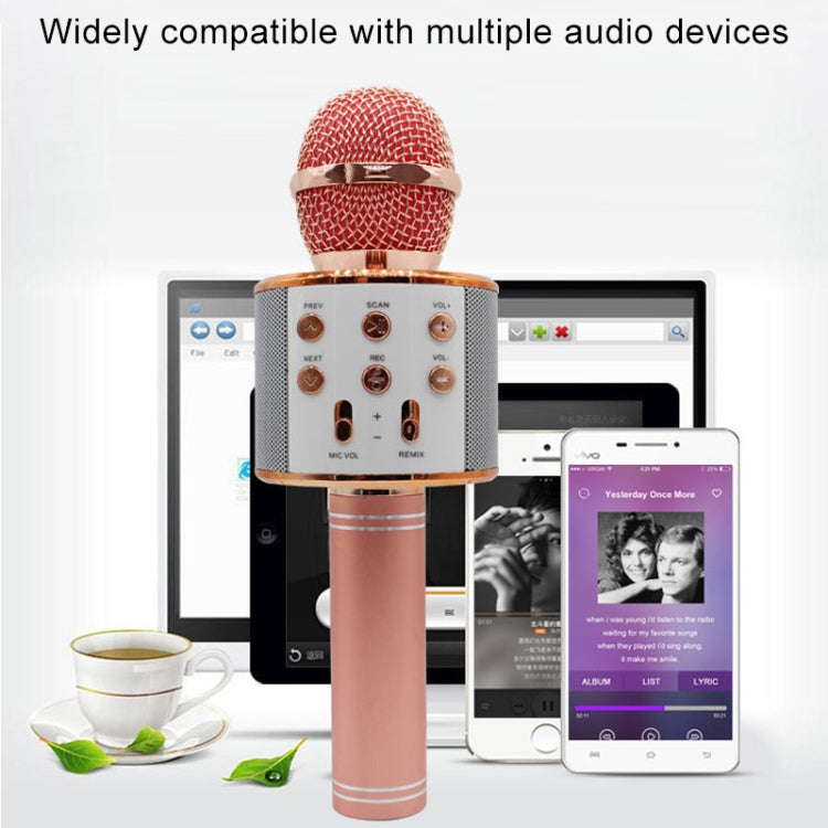 WS-858 Metal High Sound Quality Handheld KTV Karaoke Recording Bluetooth Wireless Microphone, for Notebook, PC, Speaker, Headphone, iPad, iPhone, Galaxy, Huawei, Xiaomi, LG, HTC and Other Smart Phones(Silver) - Microphone by buy2fix | Online Shopping UK | buy2fix