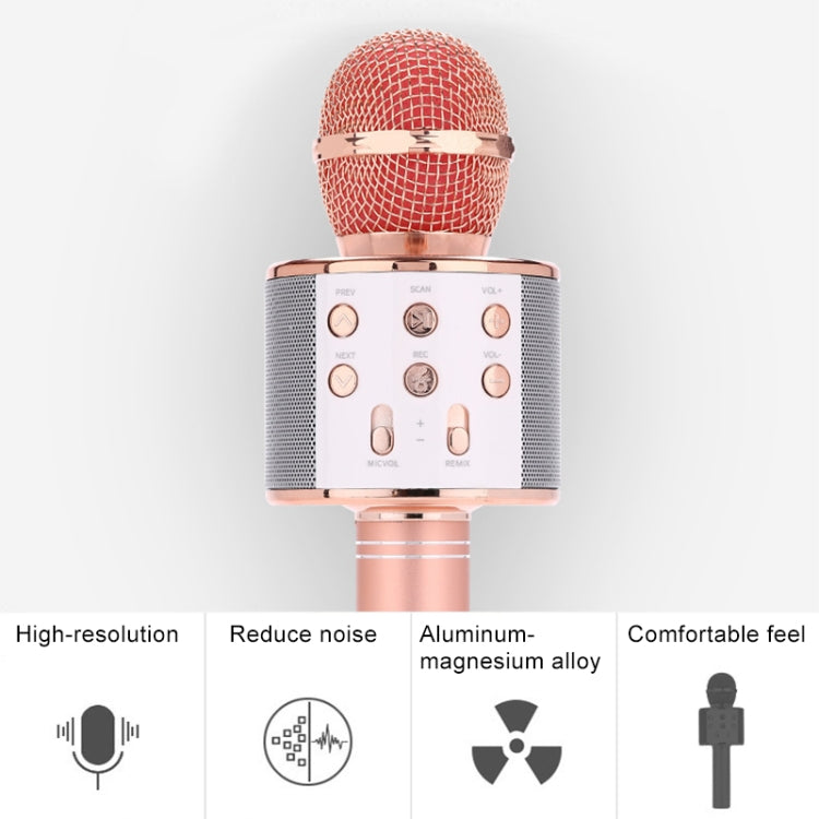WS-858 Metal High Sound Quality Handheld KTV Karaoke Recording Bluetooth Wireless Microphone, for Notebook, PC, Speaker, Headphone, iPad, iPhone, Galaxy, Huawei, Xiaomi, LG, HTC and Other Smart Phones(Silver) - Microphone by buy2fix | Online Shopping UK | buy2fix