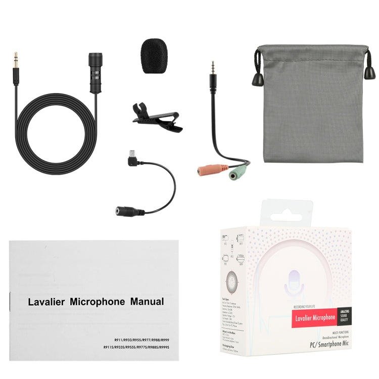 Yanmai R955 Clip-on Lapel Mic Lavalier Omni-directional Double Condenser Microphone, For Live Broadcast, Show, KTV, etc - Microphone by buy2fix | Online Shopping UK | buy2fix