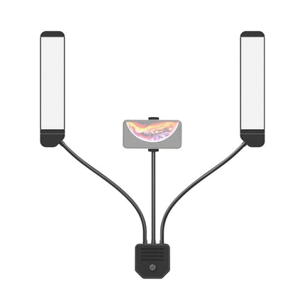 RK39 Portable Tri-color Adjustable Brightness Double Arms Fill Light with Phone Clip(Black) - Selfie Light by buy2fix | Online Shopping UK | buy2fix