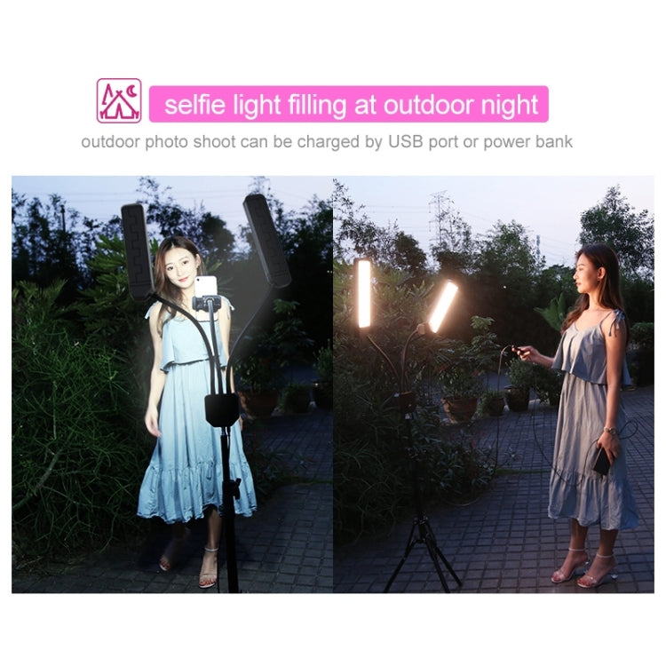 RK39 Portable Tri-color Adjustable Brightness Double Arms Fill Light with Phone Clip(Black) - Selfie Light by buy2fix | Online Shopping UK | buy2fix