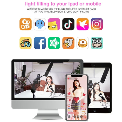 RK39 Portable Tri-color Adjustable Brightness Double Arms Fill Light with Phone Clip(Black) - Selfie Light by buy2fix | Online Shopping UK | buy2fix