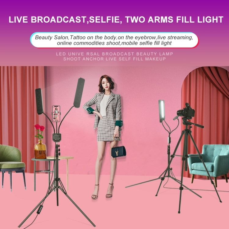RK39 Portable Tri-color Adjustable Brightness Double Arms Fill Light with Phone Clip(Black) - Selfie Light by buy2fix | Online Shopping UK | buy2fix
