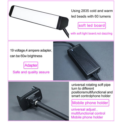 RK39 Portable Tri-color Adjustable Brightness Double Arms Fill Light with Phone Clip(Black) - Selfie Light by buy2fix | Online Shopping UK | buy2fix