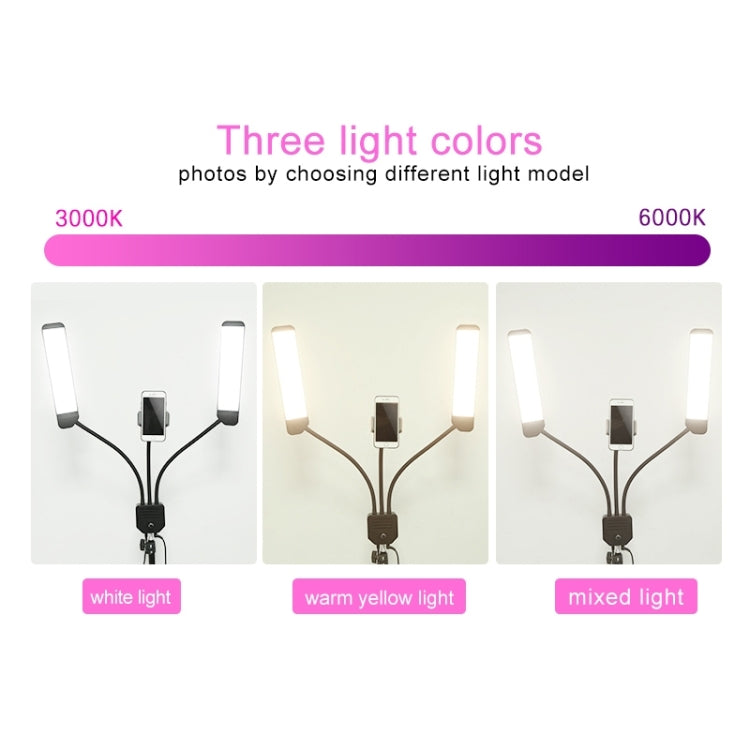 RK39 Portable Tri-color Adjustable Brightness Double Arms Fill Light with Phone Clip(Black) - Selfie Light by buy2fix | Online Shopping UK | buy2fix