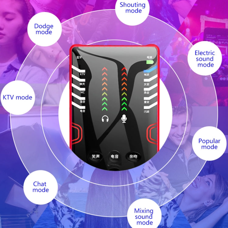 RK-C21 Bluetooth Live Broadcast Audio Headset Microphone Webcast Entertainment Streamer Sound Card for Phone, Computer PC (Red) - Microphone by buy2fix | Online Shopping UK | buy2fix