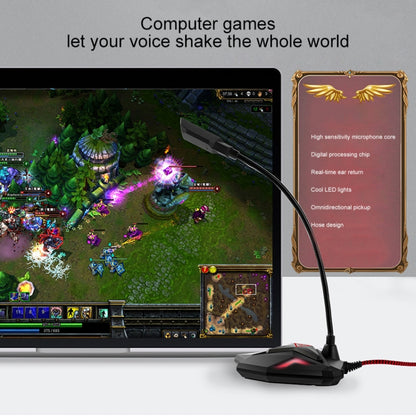 G55 Capacitive Gaming Microphone with LED Indicator(Black) - Microphone by buy2fix | Online Shopping UK | buy2fix