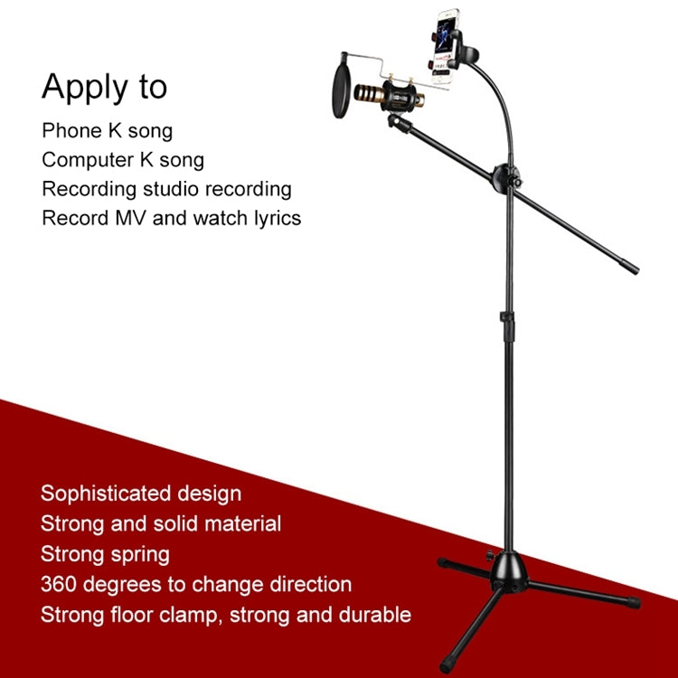 RODD NB-108 Karaoke Phone Microphone Tripod Scissor Arm Stand Holder For Studio Recording, Live Broadcast, Live Show, KTV, etc. - Stand by buy2fix | Online Shopping UK | buy2fix