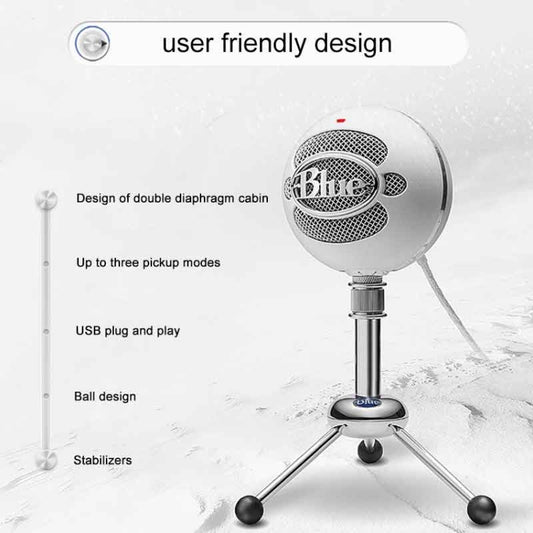 Logitech Blue Snowball-ice USB Condenser Anchor Recording Microphone (Black) - Microphone by Logitech | Online Shopping UK | buy2fix