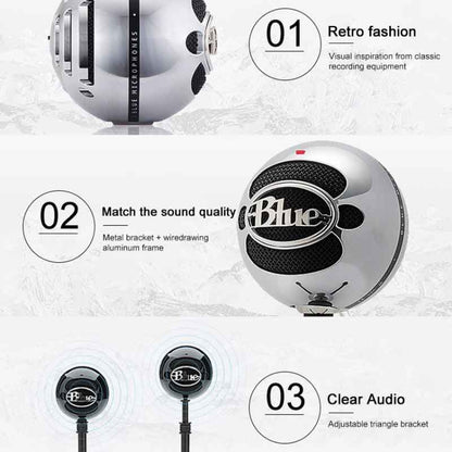 Logitech Blue Snowball-ice USB Condenser Anchor Recording Microphone (Black) - Microphone by Logitech | Online Shopping UK | buy2fix