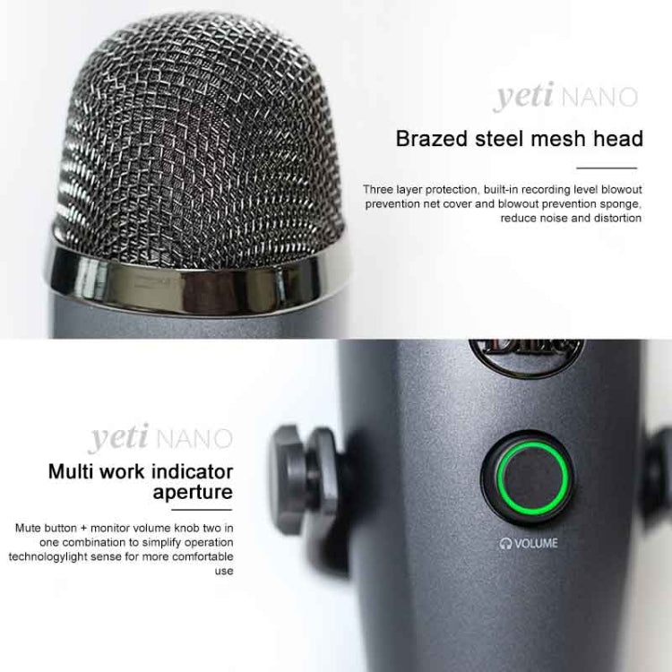 Logitech Blue Yeti Nano Condenser Digital USB Live Broadcast Microphone (Grey) - Microphone by Logitech | Online Shopping UK | buy2fix
