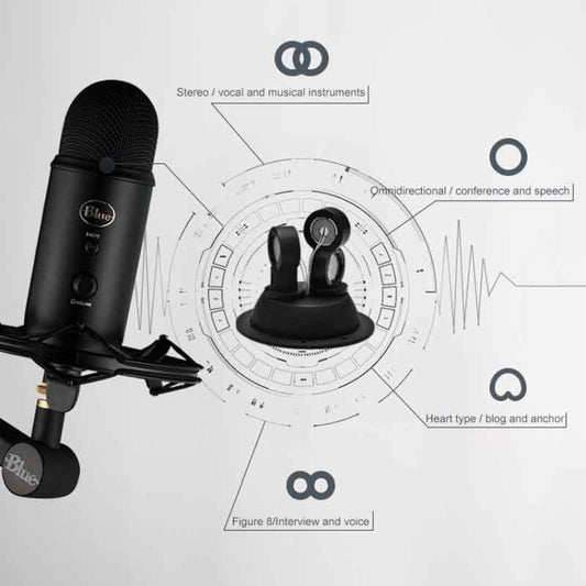 Logitech Blue Yeticaster USB Microphone + Shockproof Mount + Clip-on Cantilever Bracket Live Broadcast Set (Black) - Microphone by Logitech | Online Shopping UK | buy2fix