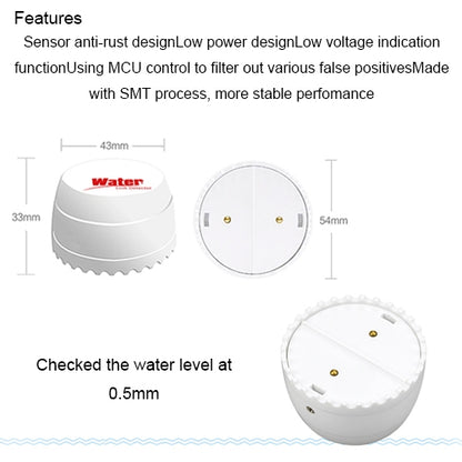 DY-SQ100B Water Leakage Detector with Two Sensors(White) - Water Leakage Alarm by buy2fix | Online Shopping UK | buy2fix