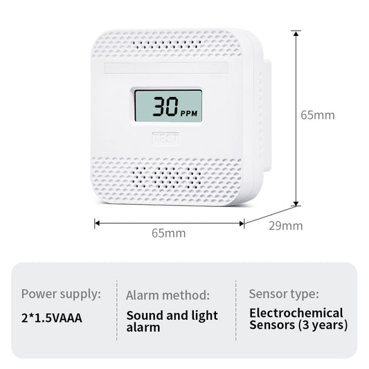 XY-C610 Car Mini Digital Display Carbon Monoxide Smoke Detector Alarm without Battery - Smoke Gas Detector by buy2fix | Online Shopping UK | buy2fix