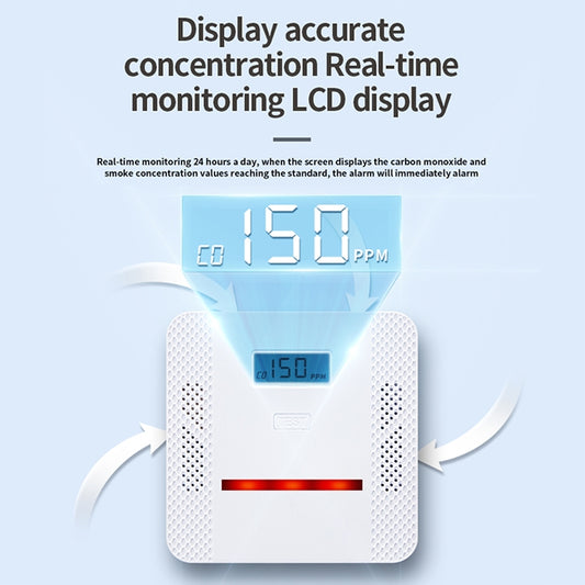 XY-S510COM 2 in 1 Carbon Monoxide Smoke Composite Alarm Detector without Battery - Smoke Gas Detector by buy2fix | Online Shopping UK | buy2fix
