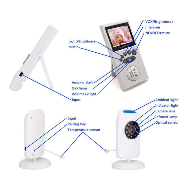 WLSES GB101 2.4 inch Wireless Surveillance Camera Baby Monitor, EU Plug - Baby Monitor by buy2fix | Online Shopping UK | buy2fix