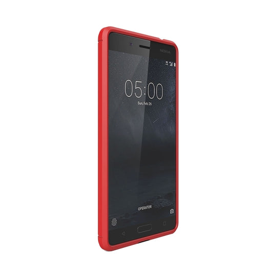 For Nokia 5 Brushed Carbon Fiber Texture Shockproof TPU Protective Cover Case (Red) by buy2fix