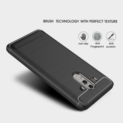 For Huawei  Mate 10 Pro Brushed Texture Carbon Fiber Shockproof TPU Rugged Armor Protective Case (Red) - Huawei Cases by buy2fix | Online Shopping UK | buy2fix